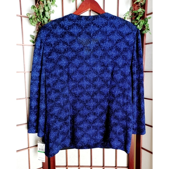 Alex Evenings 1 Button Glitter Twinset - Blk/Royal - Picture 6 of 15